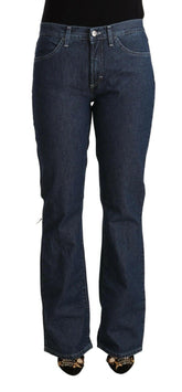 GF Ferre Blue Cotton Mid Waist Flared Denim Jeans -   -  GF Ferre.